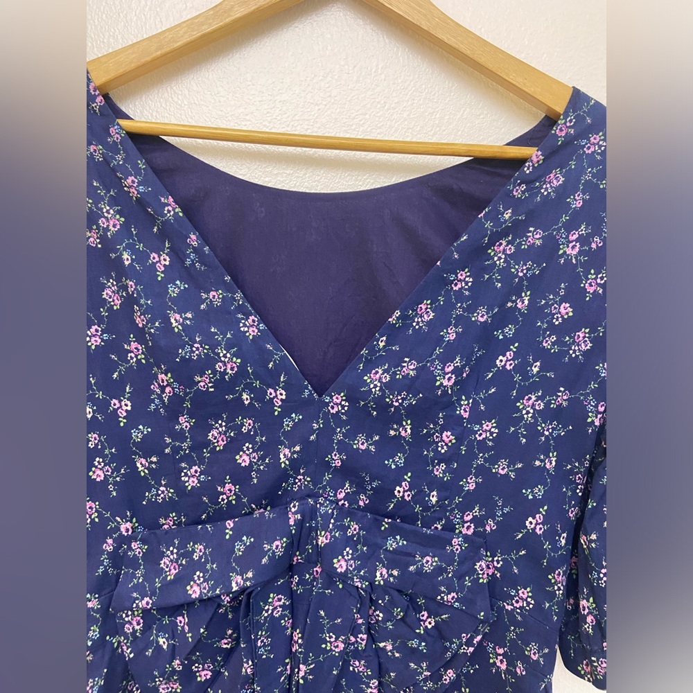 LoveShackFancy Eventide Blue Lena Floral 🌸 Cotton Mini Dress women’s Size L - Picture 11 of 16